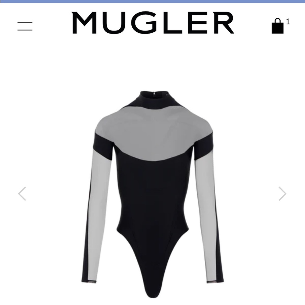 MUGLER illusion neckline bodysuit sz 40 new sold out